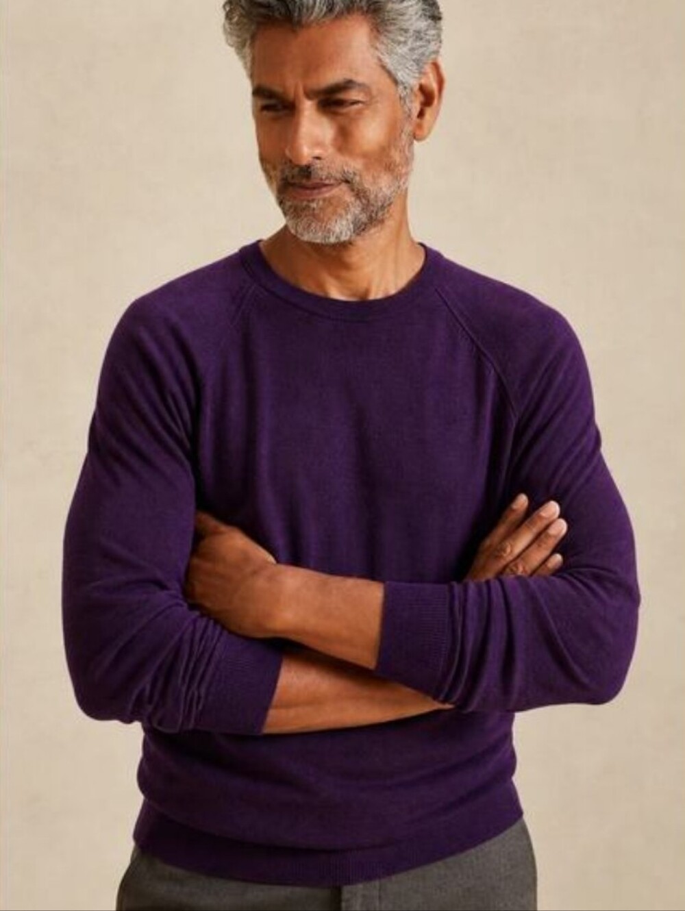 Banana Republic Italian Merino Wool Baruffa Crewneck Sweater Berry Purple Small